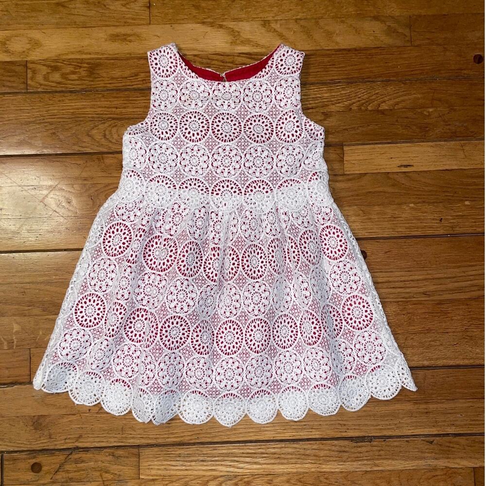 Genuine Kids by OshKosh Lace Eyelet Embroidered Christmas Holiday Dress - Sz 5T